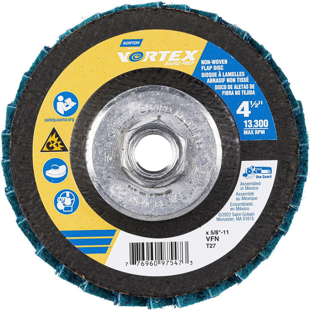 NORTON Norton 77696097547 Flap Disc 4.5in Type 27 Aluminum Oxide