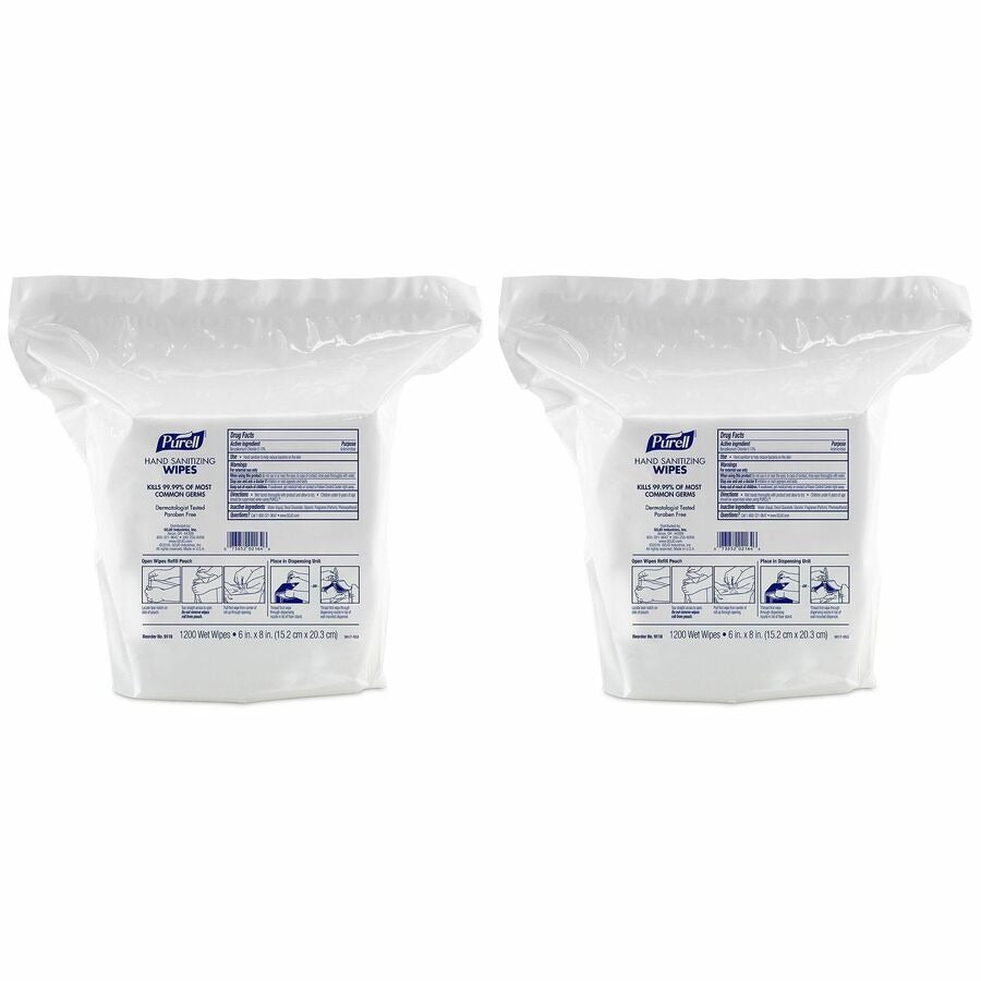 GOJO Gojo GOJ911802 Sanitizing Wipes 1200 per Pack 2 Pack Carton