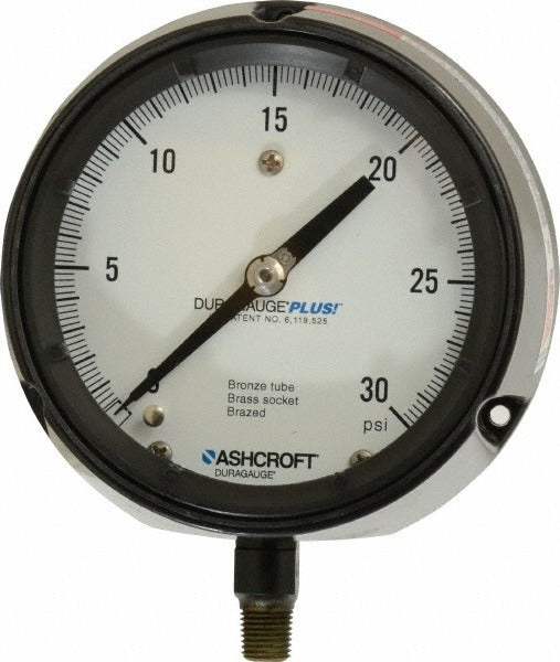 ASHCROFT Ashcroft 92947XLL Pressure Gauge 4.5 in Dial 0-30 Psi Rear Flange