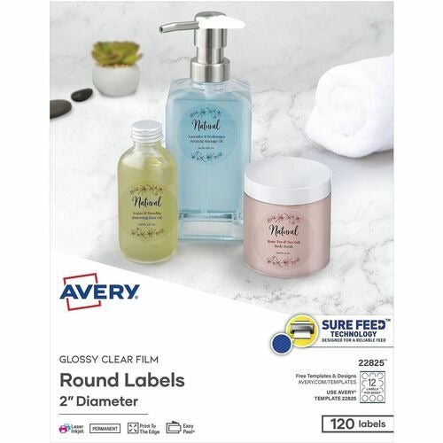 AVERY Avery AVE22825 Clear Glossy Round Labels 2 in 120 Pack