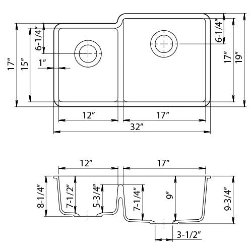 DAKOTA Dakota Plumbing Products GSE-QC4060LD-CO Undermount Kitchen Sink