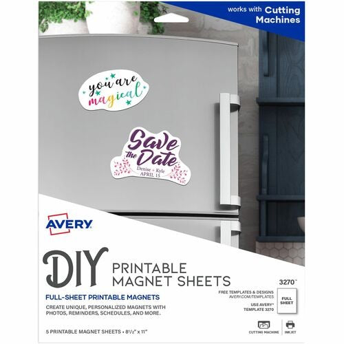 AVERY Avery AVE3270 Printable Magnetic Sheets 8.5x11 Inkjet 5 Pack