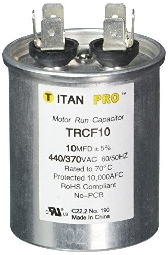 TITAN PRO Titan Pro TRCF10 Round Motor Run Capacitor 10 Microfarad (1 Pack)