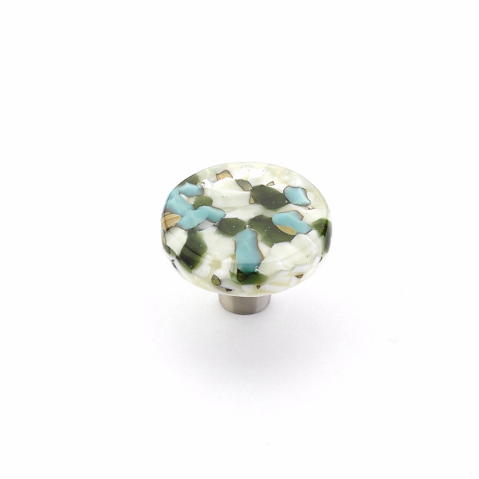 SCHAUB Schaub 31-GBP Round Glass Cabinet Knob Green Blue Pebbles