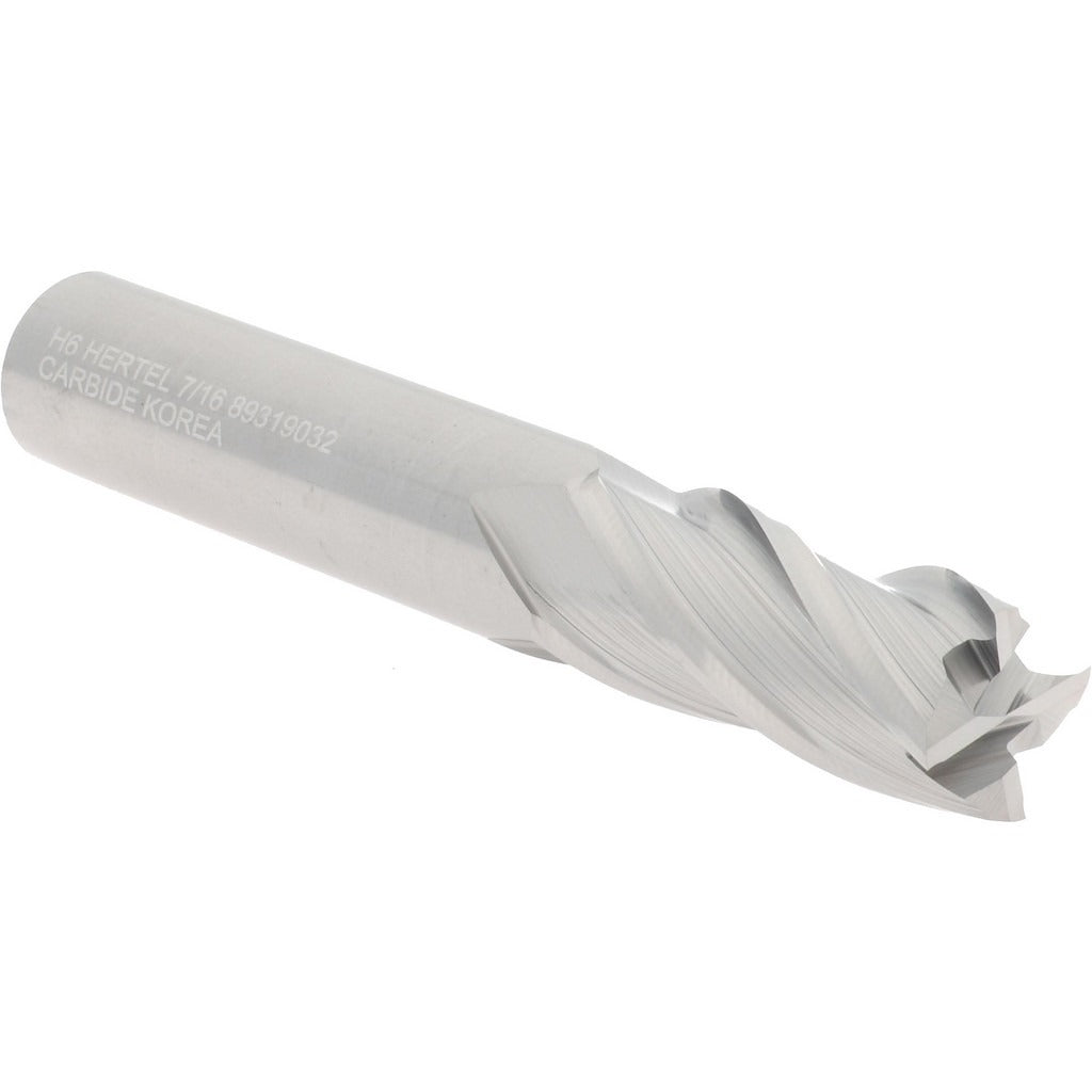 HERTEL Hertel 750179 Square End Mill 7/16 in 4 Flute Carbide