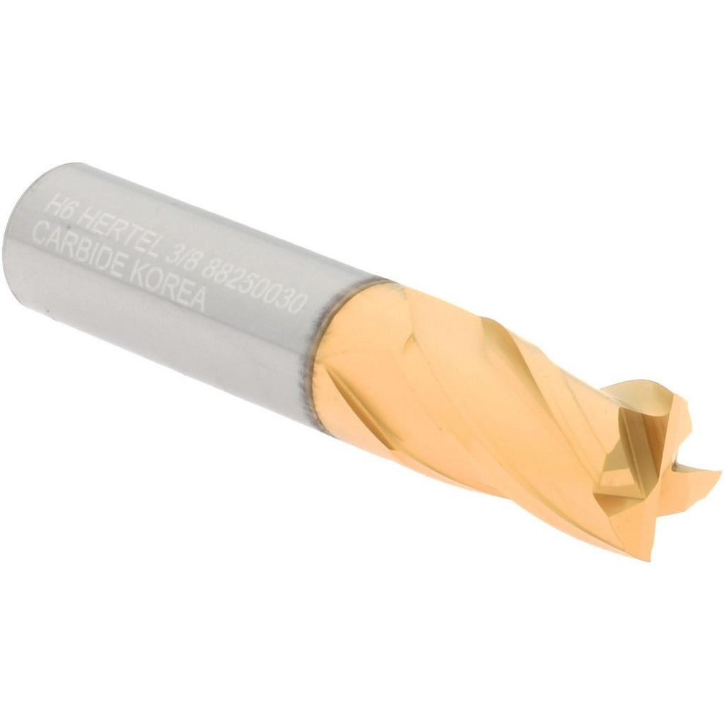 HERTEL Hertel 750297 Square End Mill 3/8 in 4 Flute Solid Carbide Tin