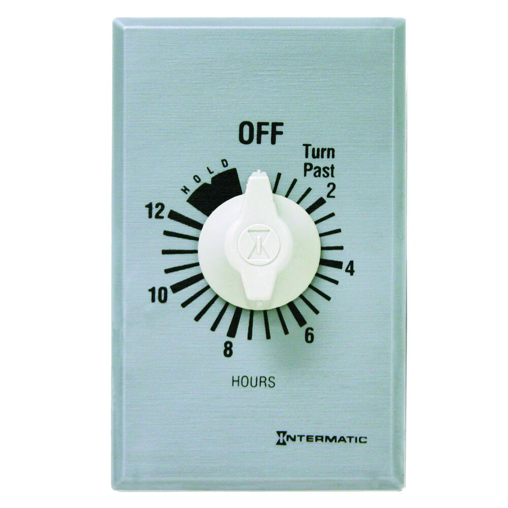 Intermatic FF12HHC 12-Hour Spring Loaded Wall Timer, Brushed Metal Finish