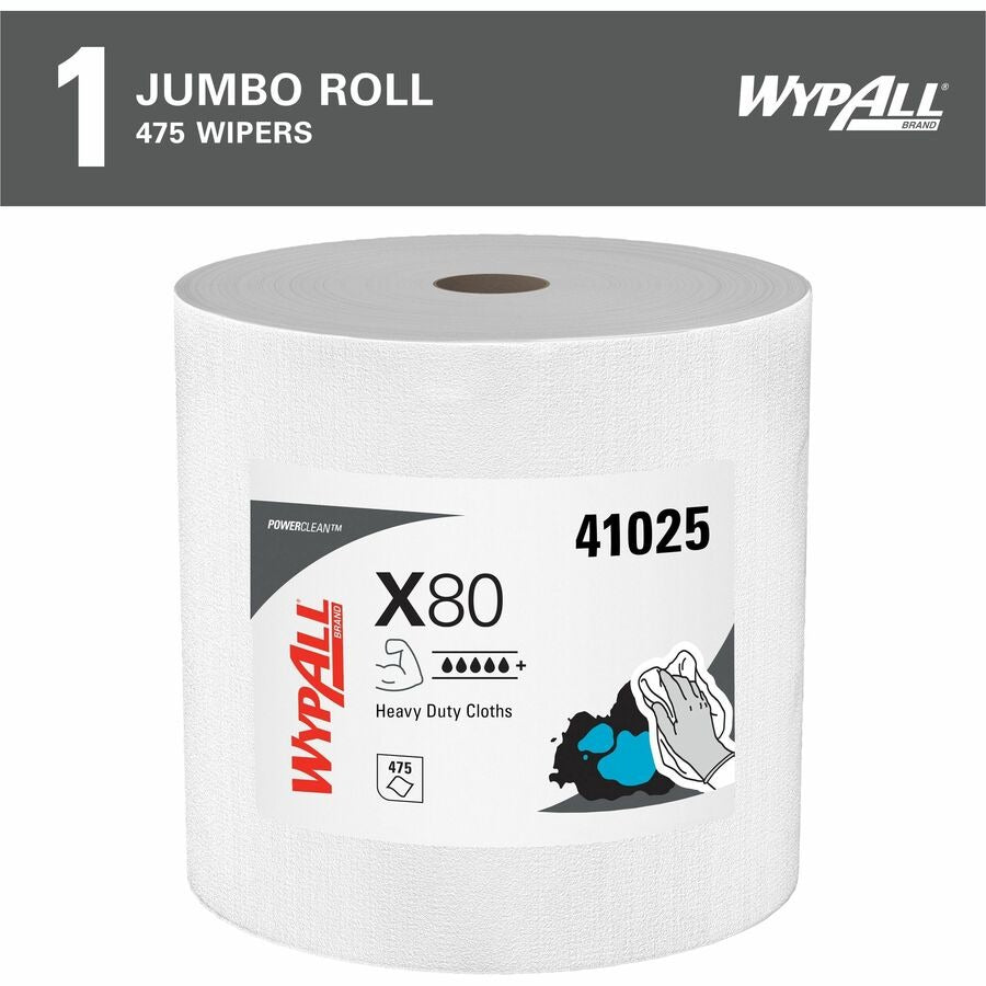 KIMBERLY-CLARK Kimberly-Clark KCC41025 Wypall PowerClean X80 heavy duty cloths (12.5 x 12.2 in / 475 count)