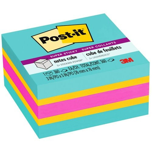 3M 3M MMM2027SSAFG Super Sticky Notes Cube 3 x 3 in. (360 Sheets) 2027SSAFG