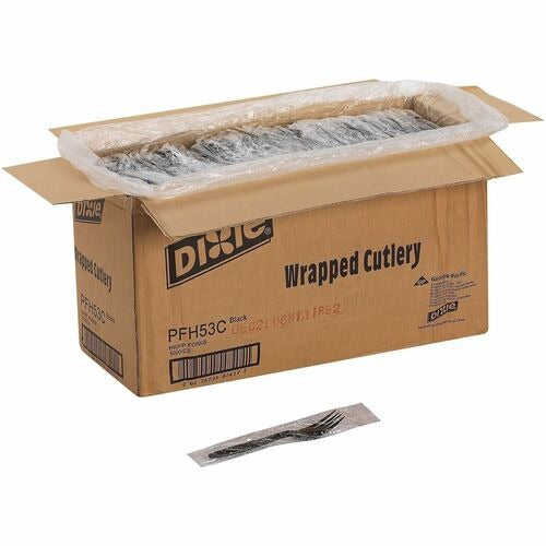 DIXIE Dixie Foods DXEPFH53C Black Disposable Plastic Fork 1000ct