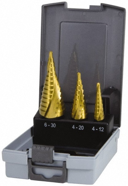 HERTEL Hertel SDD43275049 Step Drill Bit Set 3 Pc Hss Tin