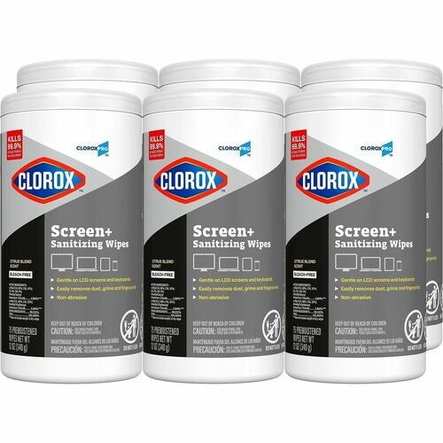 CLOROX Clorox CLO60724CT Screen Sanitizing Wipes 75 Count 6-pack