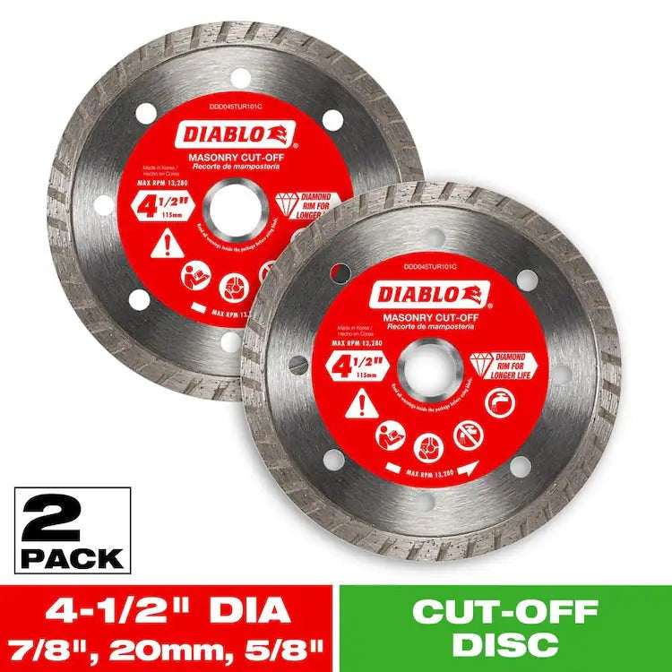 DIABLO Diablo DDD045TUR1VP 4.5 in Turbo Masonry Diamond Blade 2-pack