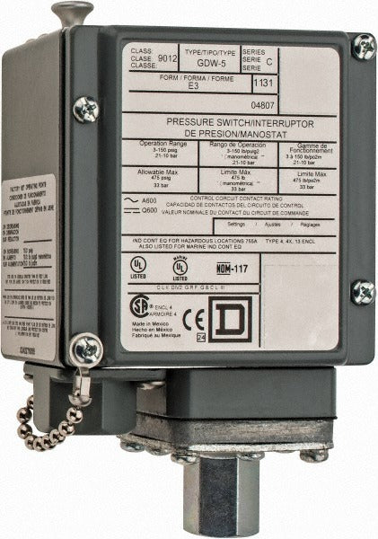 SCHNEIDER ELECTRIC Square D 9012GDW5E3 Pressure Switch 3-150 Psig