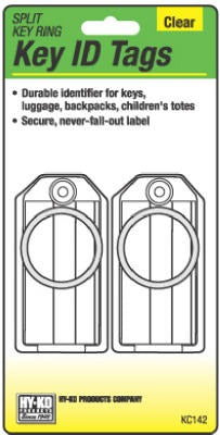 HY-KO Hy-ko Prod Co KC142 Clear Key Id Tag Split Ring 2 Pack