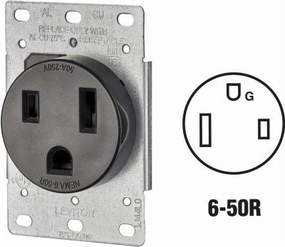 LEVITON Leviton Mfg Co R10-05374-S00 Flush Welder Outlet 50A 250V