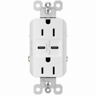 LEGRAND Pass Seymour R26USBCC6WCCV6 Type C Usb Outlet 15A White 6-pack