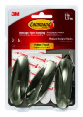 3M 3M Company 17081BN-3ES Medium Brushed Nickel Command Hook