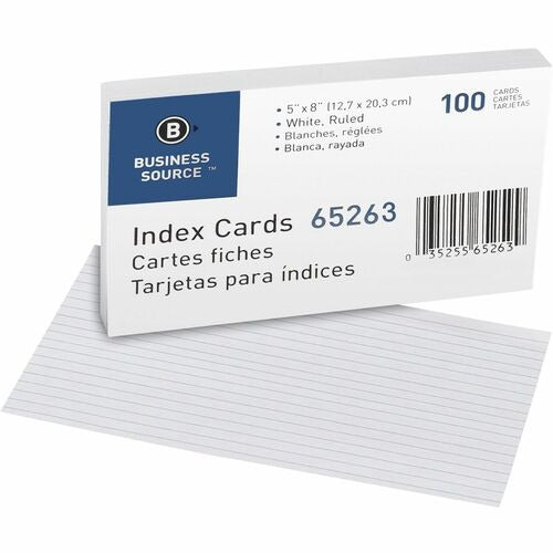 BUSINESS SOURCE Business Source BSN65263 Ruled Index Cards 5x8 100 Pack
