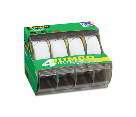 3M 3M MMM4105 Scotch Nonyellowing Magic Tape Dispenser 0.75 in x 25 ft 4 Pack 4105
