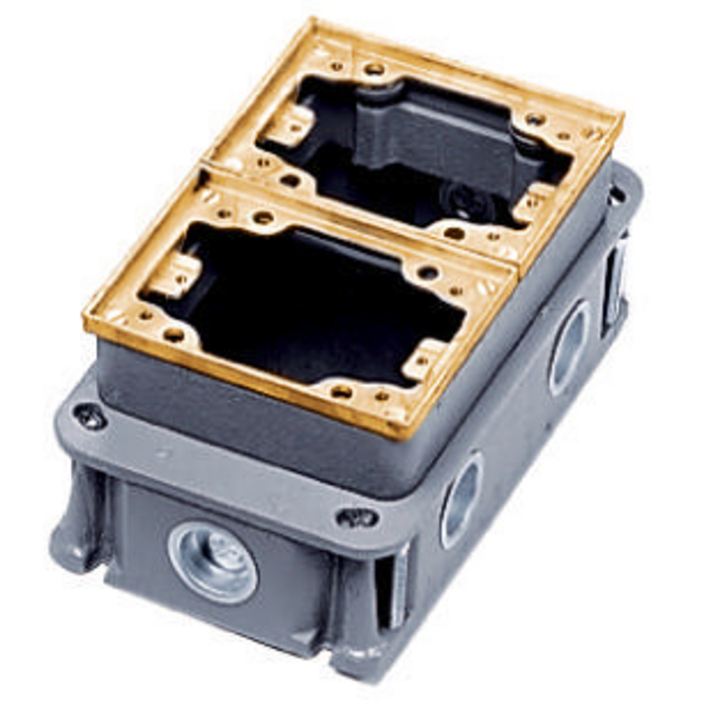 Hubbell Wiring Device-Kellems B4233 2-Gang 36.5 In Brass Cast Iron Rectangular Floor Box