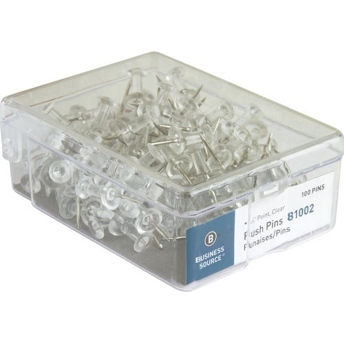 BUSINESS SOURCE Business Source BSN81002 Clear Pushpins 100 Pack