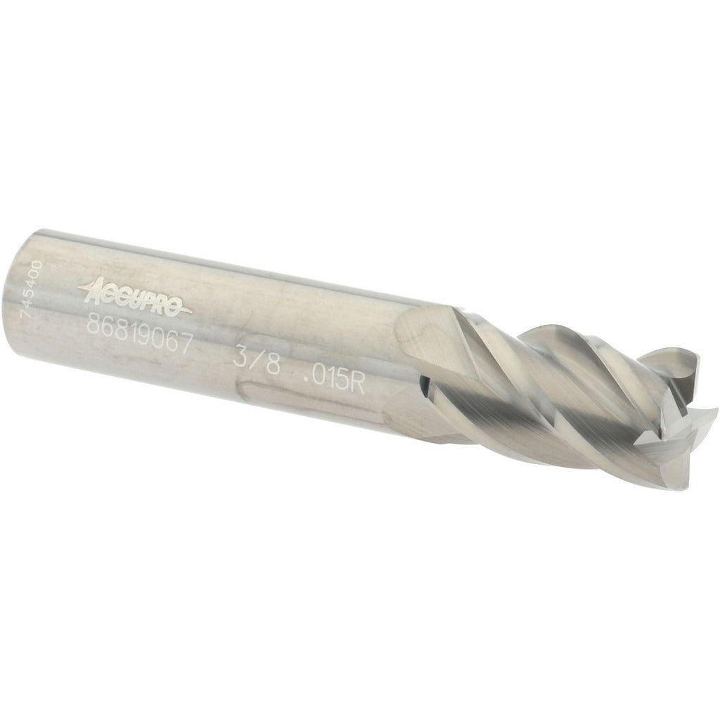 ACCUPRO Accupro 12182874 Corner Radius End Mill 3/8 in 4 Flute