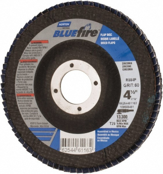 NORTON Norton 66254461163 Flap Disc 60 Grit Type 29 4.5 Inches