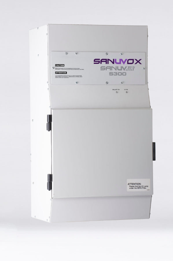 Sanuvox S300 Air Purifier, 220/300 CFM 120V HEPA/UV Disinfection 2-Speed Blower