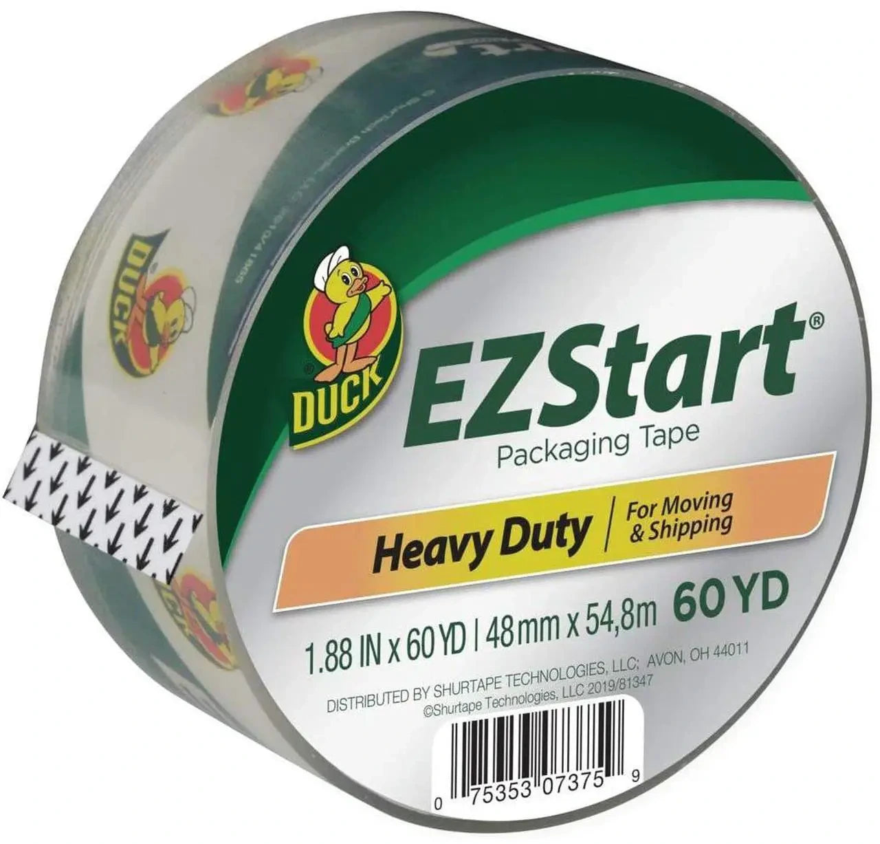 DUCK Duck DUCCS60C EZ Start Premium Packaging Tape 1.88 in x 60 yd 12 Roll