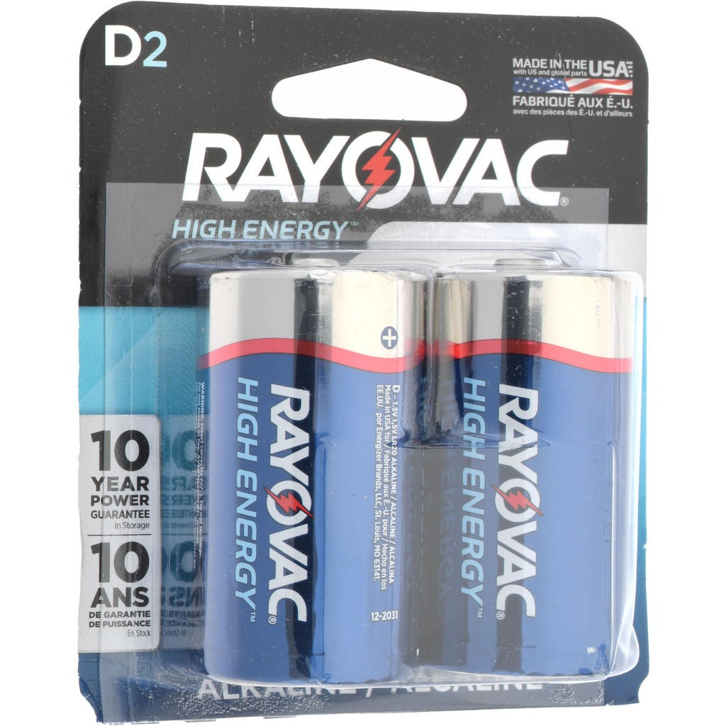 RAYOVAC Rayovac 813-2 Alkaline D Battery 1.5V Button Tab 2 Pack