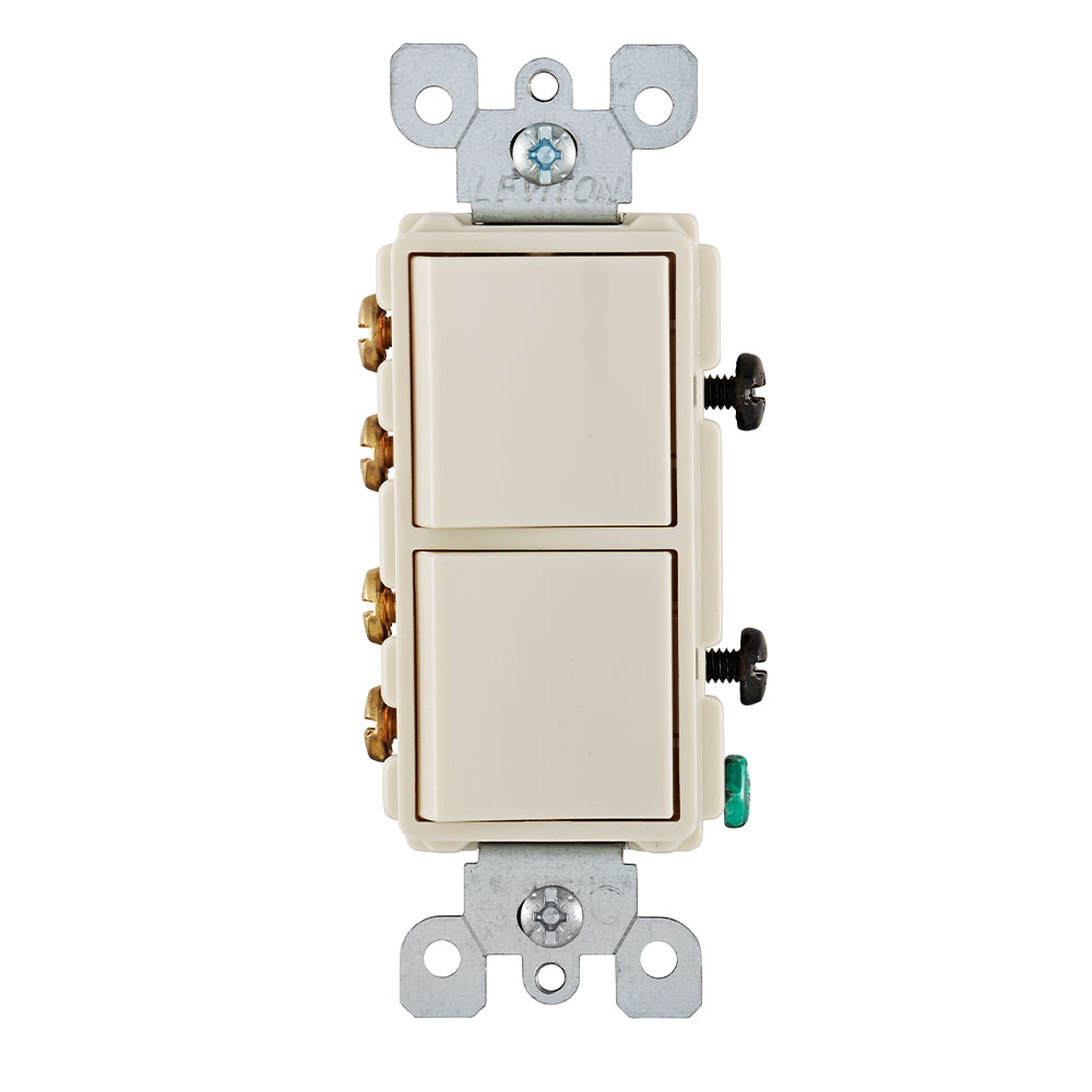 Leviton 5643-T Decora 3-Way Light Almond 15 Amp 120/277 Volt AC Combination Switch