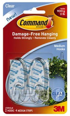 3M 3M Company 17091CLR-ES Clear Medium Adhesive Hook 2 Pack