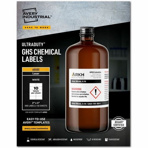 AVERY Avery AVE60505 Ghs Chemical Labels 2x4 in Polyester 500ct