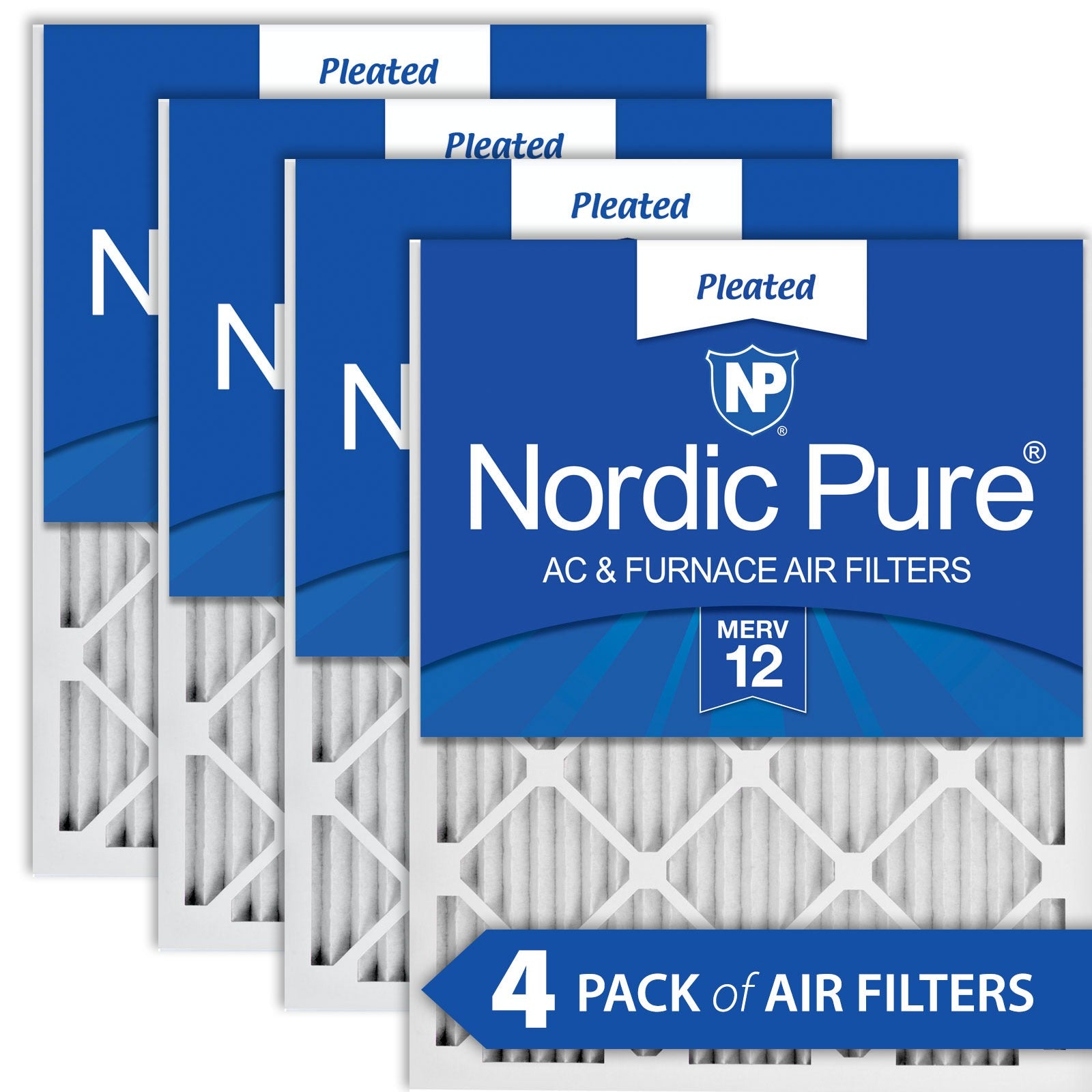 NORDIC PURE Nordic Pure 18x25x1M12-4 Pleated Merv 12 Air Filter 4 Pack