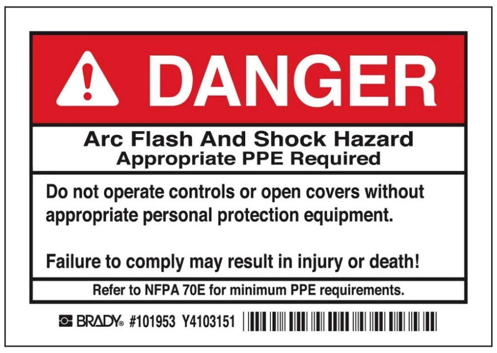 BRADY Brady 101953 Arc Flash Protection Label Pk5 (5 Pack)