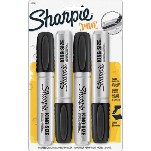 SHARPIE Newell Brands SAN15661PP Chisel Tip Marker Black 4-pack