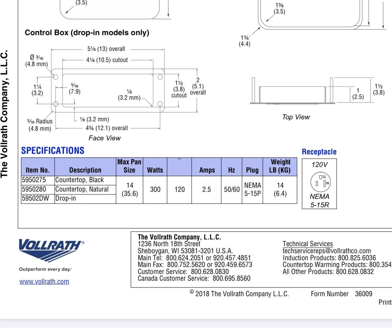 VOLLRATH Vollrath 25986-1 Remote Control Panel (Each)
