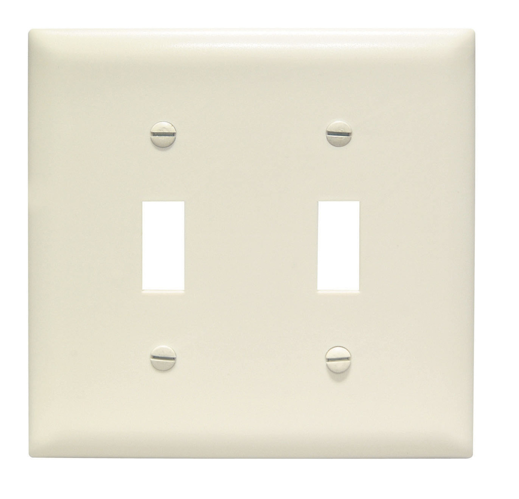 Pass & Seymour TP2LA 2GANG WALL PLATE, TOGGLE SWITCH, NYLON, STANDARD - LIGHT ALMOND