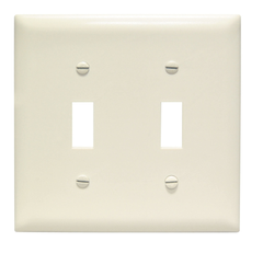 Pass & Seymour TP2LA 2GANG WALL PLATE, TOGGLE SWITCH, NYLON, STANDARD - LIGHT ALMOND