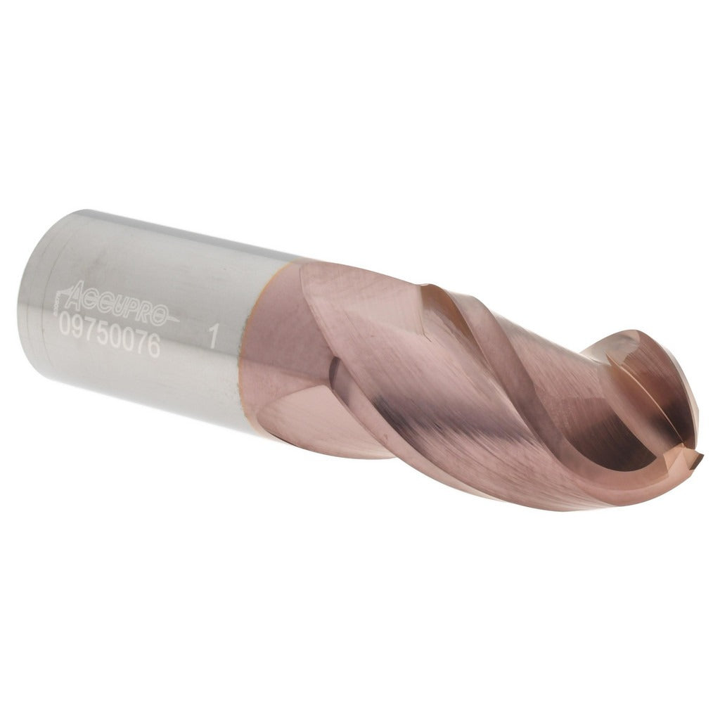 ACCUPRO Accupro 12184323 Ball End Mill 1 in 3 Flute Solid Carbide Ticn