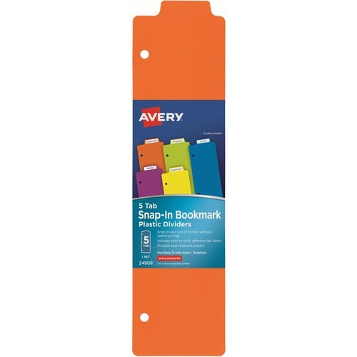 AVERY Avery AVE24908 Snap-in Plastic Bookmark Dividers 5-tab