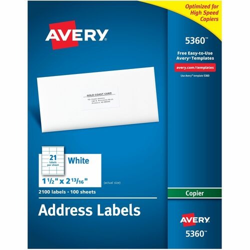 AVERY Avery AVE5360 Copier Labels 1.5x2.8125 in White Box 2100