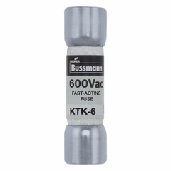 Bussmann KTK-6 600V 6Amp LIMITRON Fast-Acting Supplemental Fuse Non-Indicating 100kAIC @ 600Vac