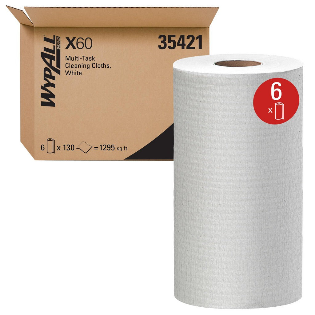 KIMBERLY-CLARK Wypall 35421 Dry Industrial Shop Towel 130 Sheets 6 Pack
