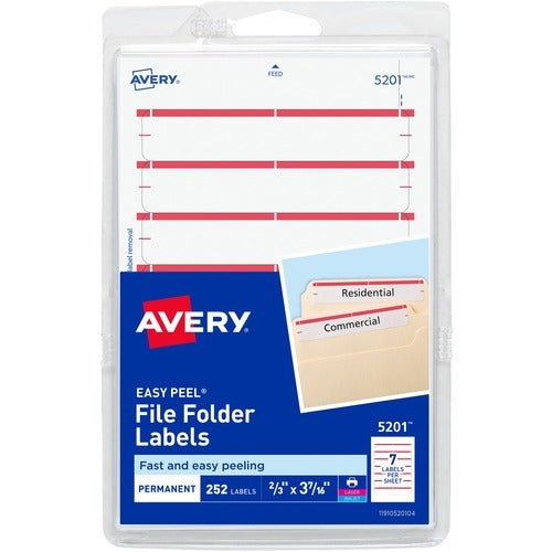 AVERY Avery AVE05201 File Folder Labels Dark Red 252 Pack