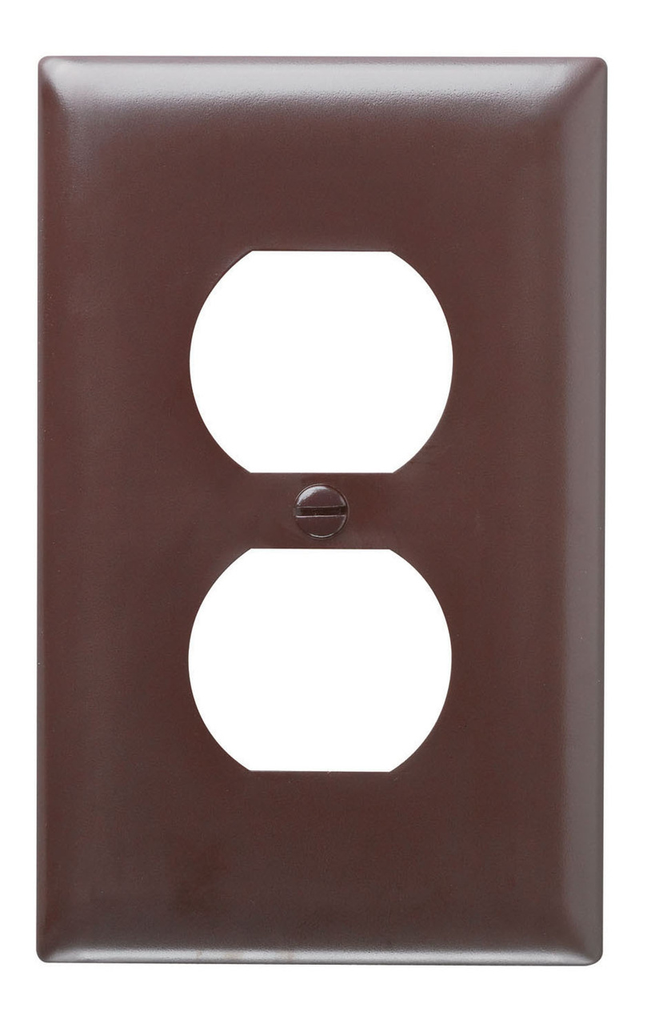 Pass & Seymour TP8 1Gang Wall Plate, Duplex Receptacle, Nylon, Standard - Brown