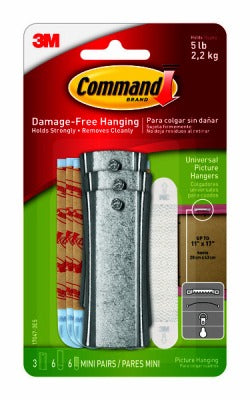 3M 3M Company 17047-3ES Picture Hanger Hooks 5 Lb Pack of 3