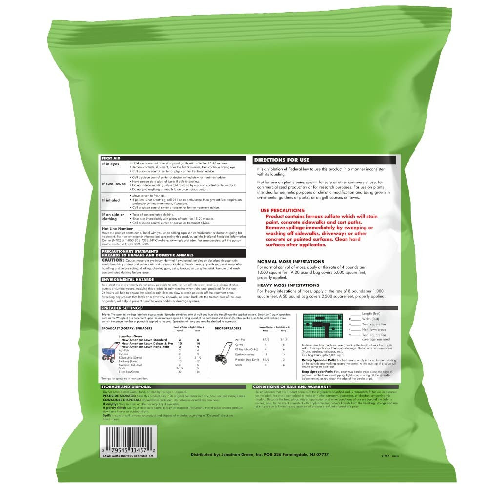 JONATHAN GREEN Jonathan Green 11457 Lawn Moss Control 12 lb (5,000 sq ft)