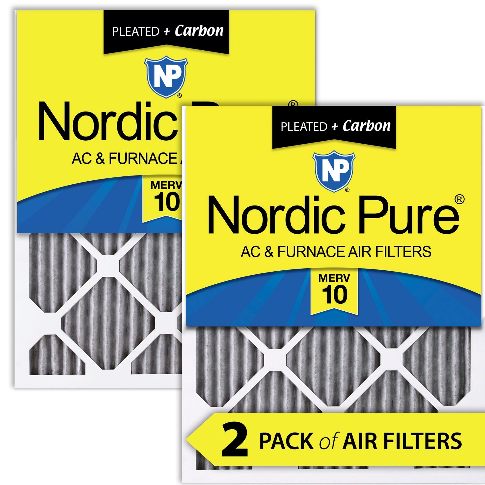 NORDIC PURE Nordic Pure 10x24x1PM10C-2 Pleated Carbon Filter Merv 10